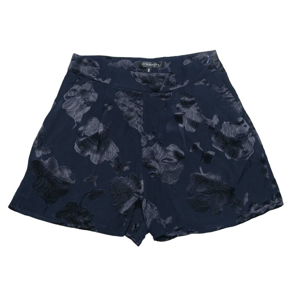 Dynamite Women's Dark Navy Blue Floral Pattern Short, size Small